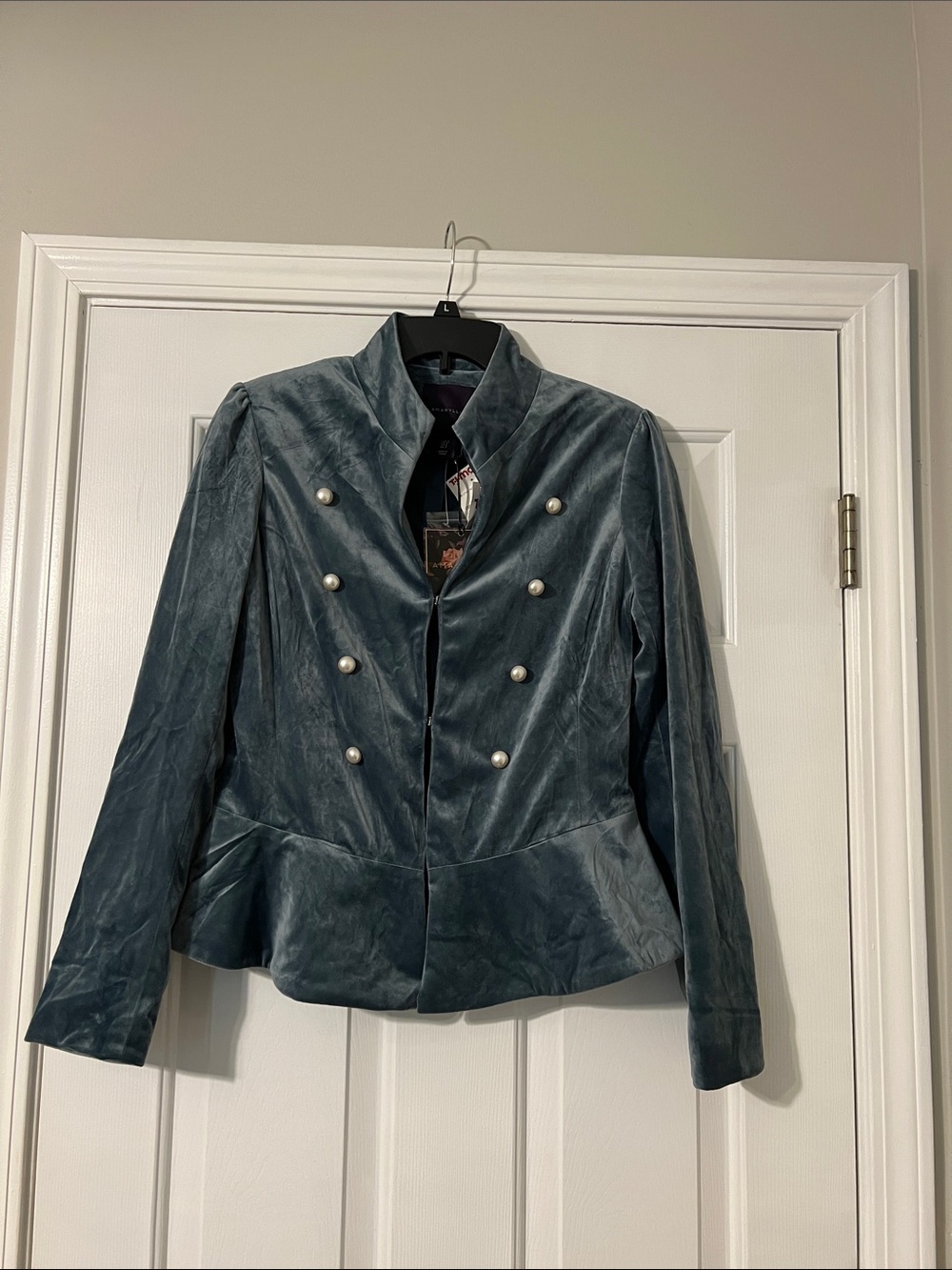 Amaryllis Double-Breasted Velvet Peplum Jacket NWT